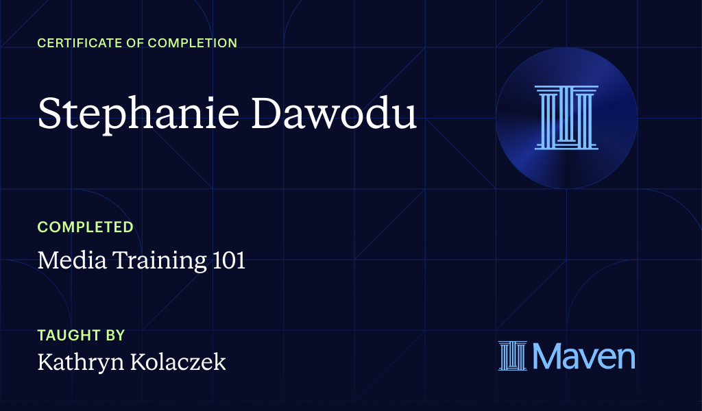 Certificate for Media Training 101