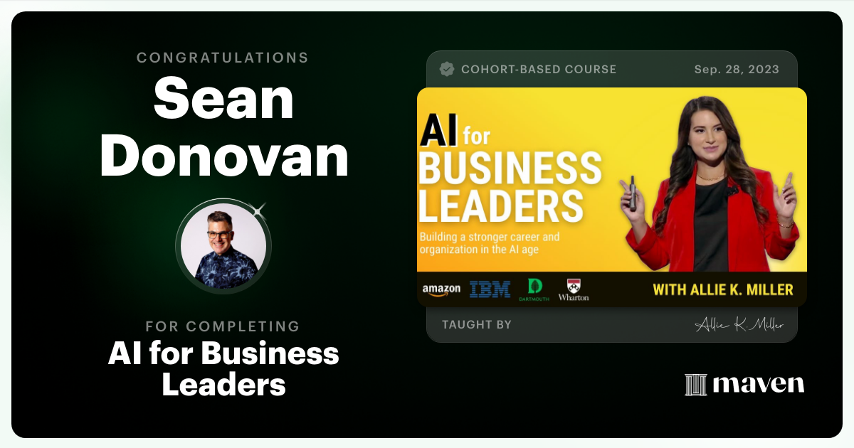 Certificate of Completion for AI for Business Leaders
