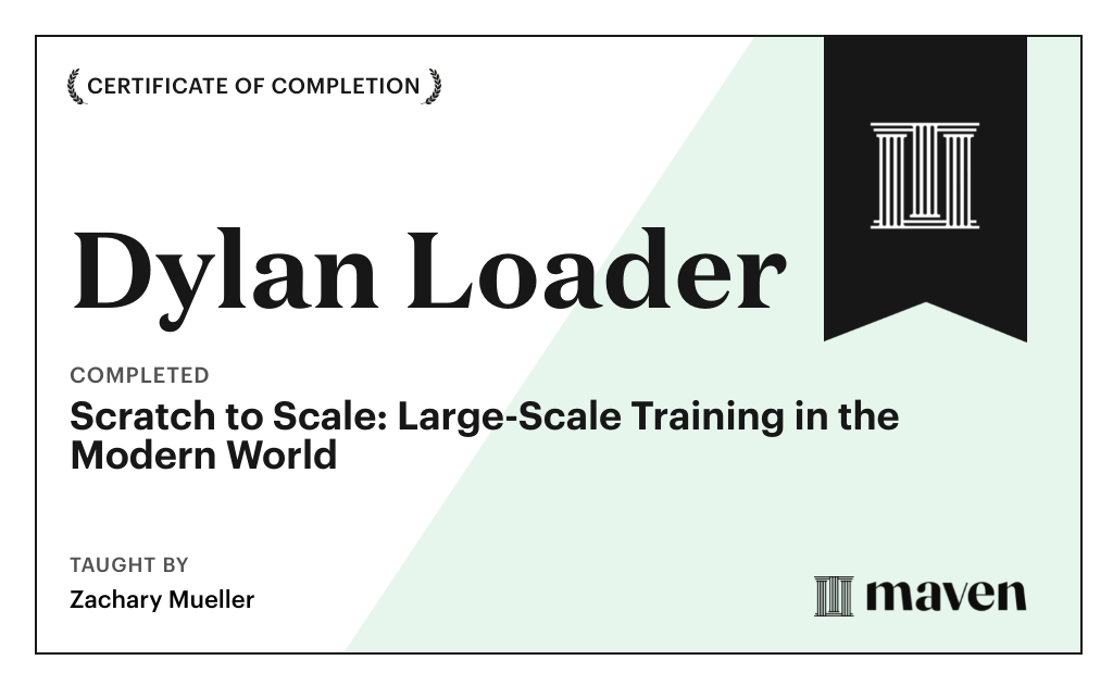 Certificate for Scratch to Scale: Large-Scale Training in the Modern World