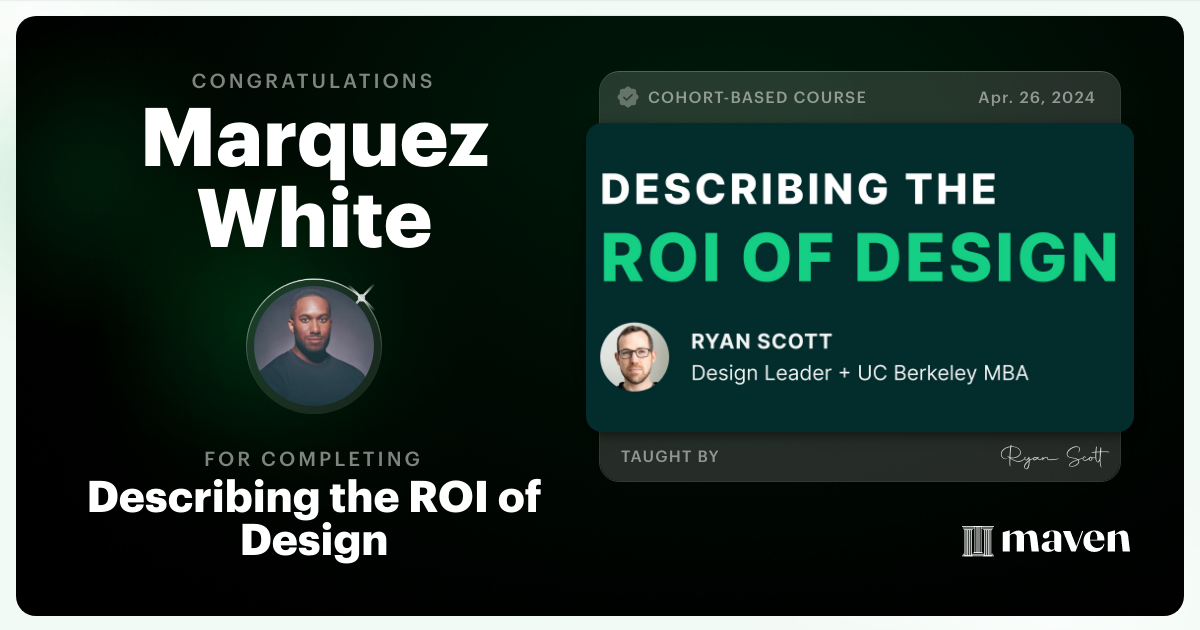 Certificate of Completion for Describing the ROI of Design