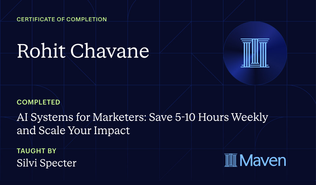 Certificate for AI Systems for Marketers: Save 5-10 Hours Every Week