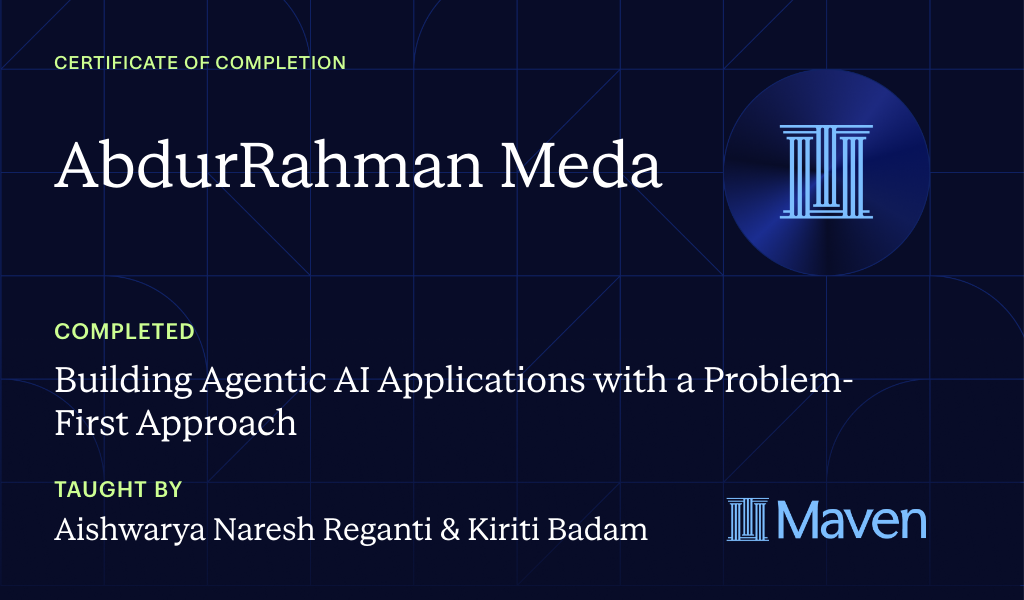Certificate for Building Agentic AI Applications with a Problem-First Approach