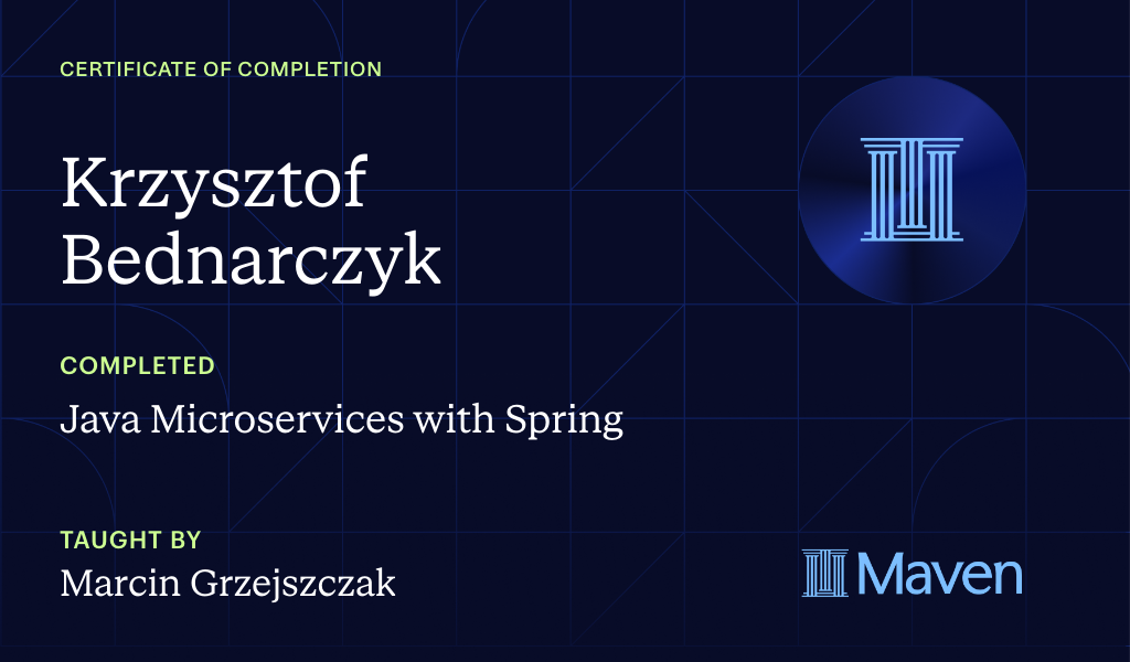 Certificate for Java Microservices with Spring