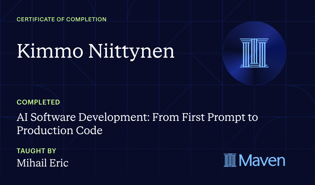 Certificate for AI Software Development: From First Prompt to Production Code