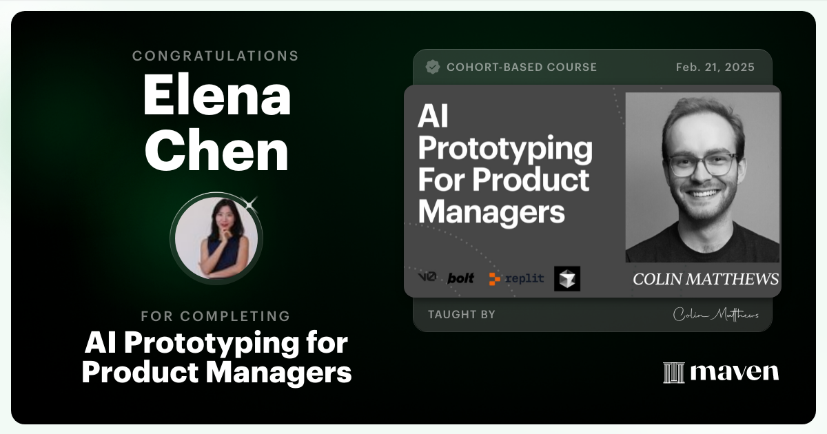 Certificate of Completion for AI Prototyping for Product Managers