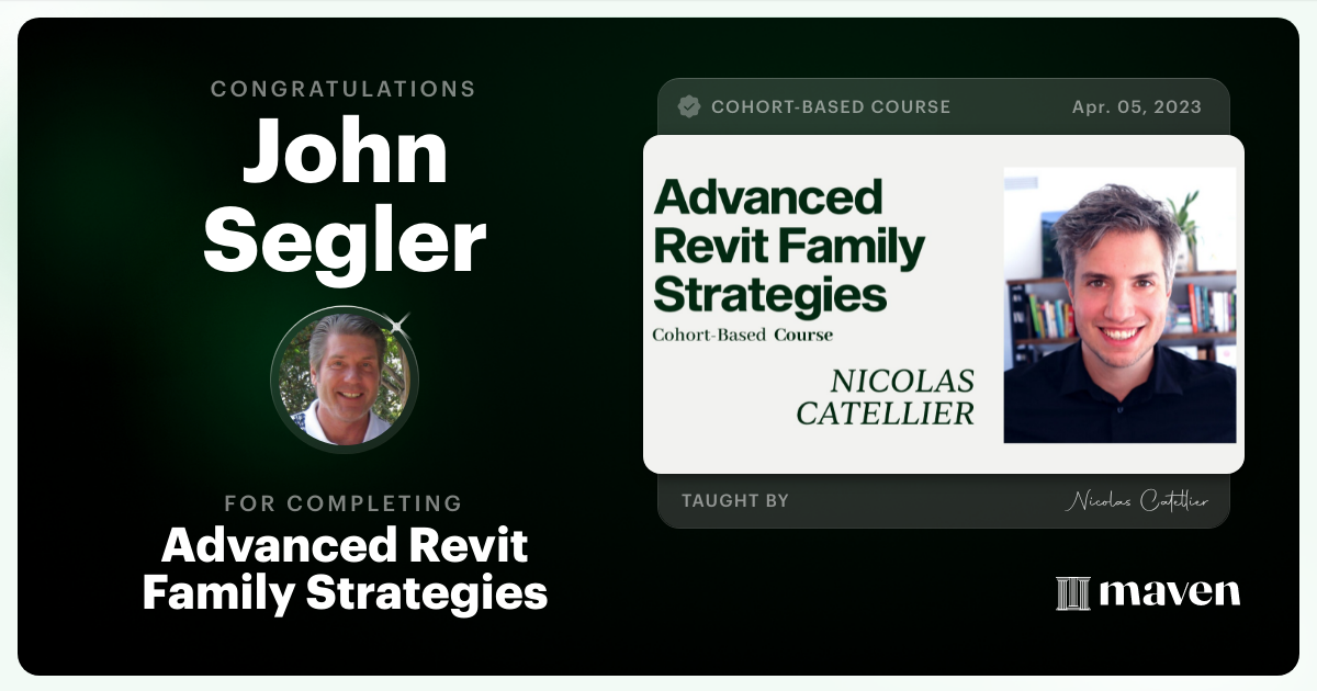 Certificate of Completion for Advanced Revit Family Strategies