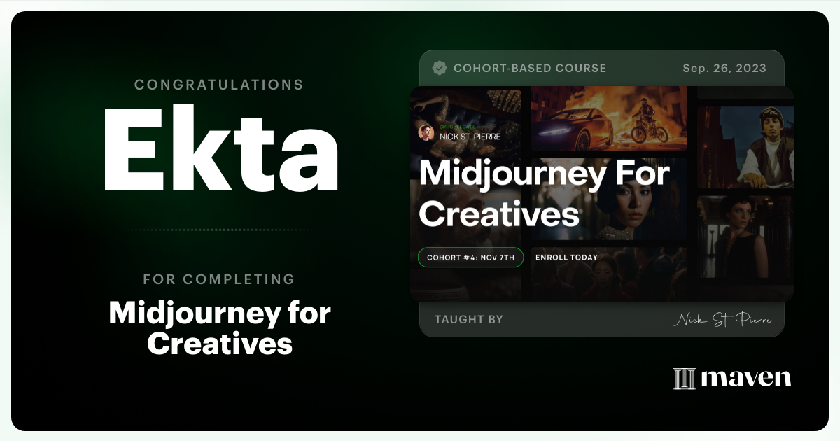 Certificate of Completion for Midjourney for Creatives