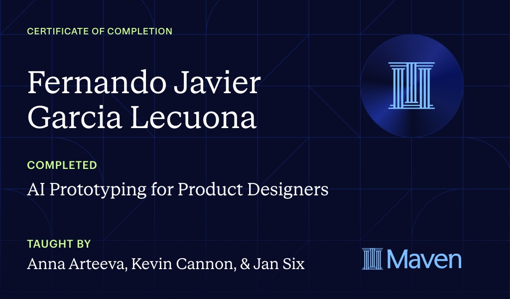 Certificate for AI Prototyping for Product Designers