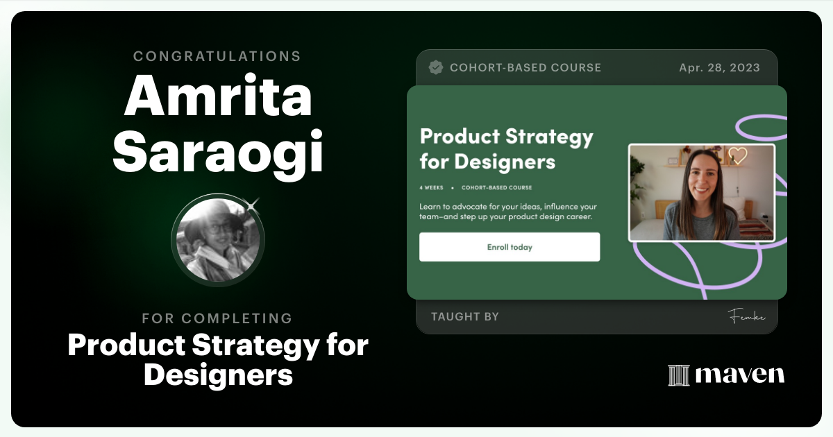 Certificate of Completion for Product Strategy for Designers
