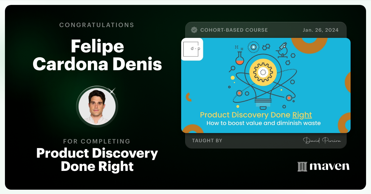 Certificate of Completion for Mastering Product Discovery