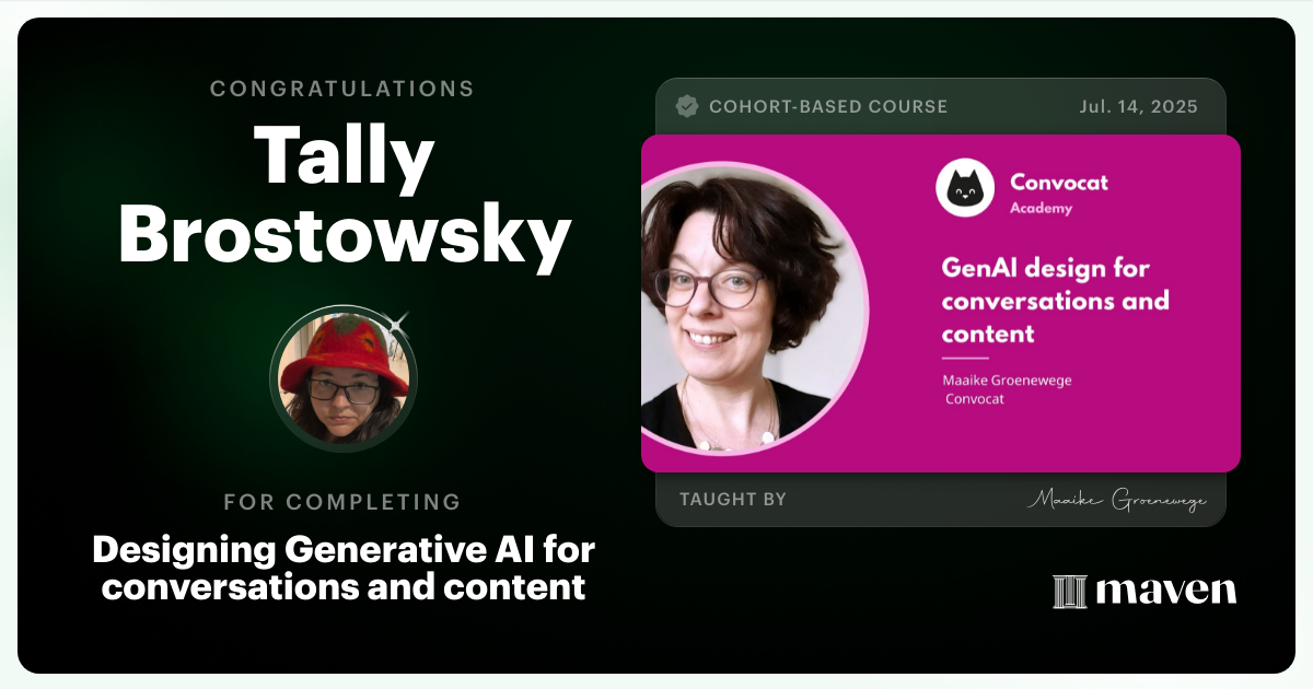 Certificate of Completion for Designing Generative AI for conversations and content
