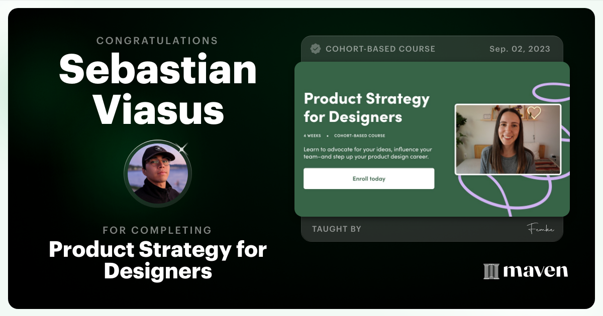 Certificate of Completion for Product Strategy for Designers