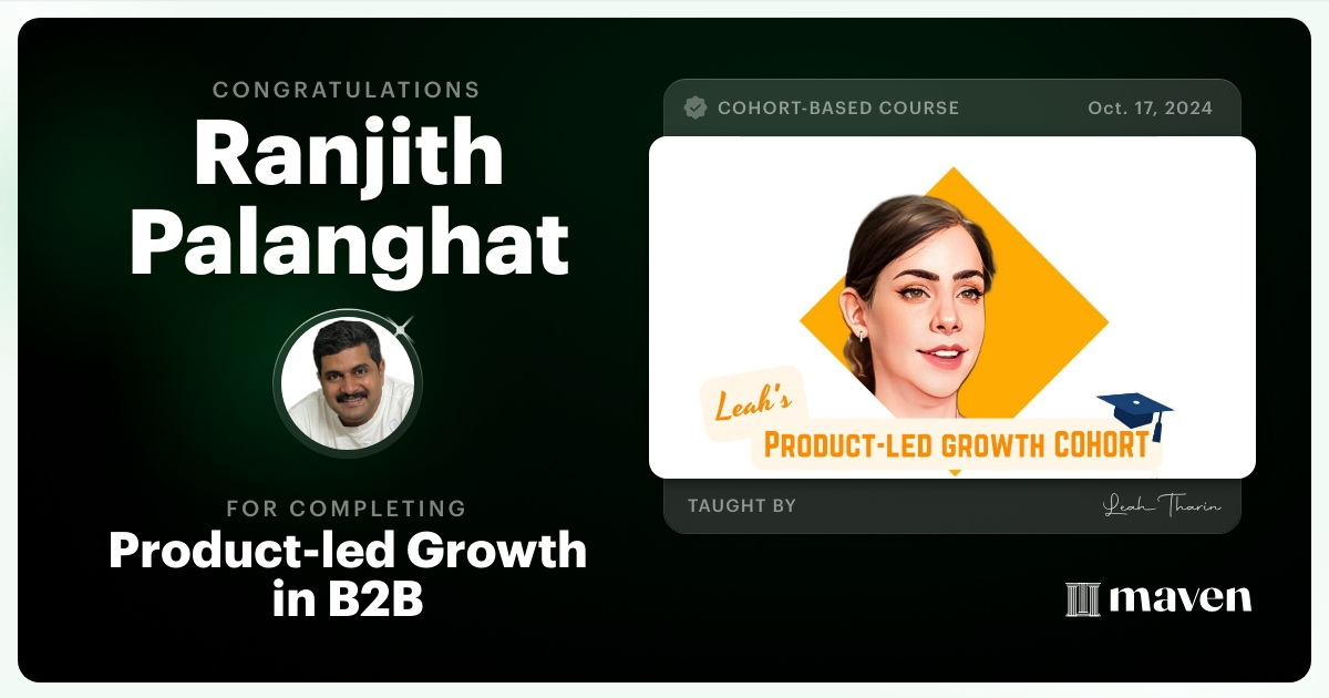 Certificate of Completion for Product-led Growth in B2B