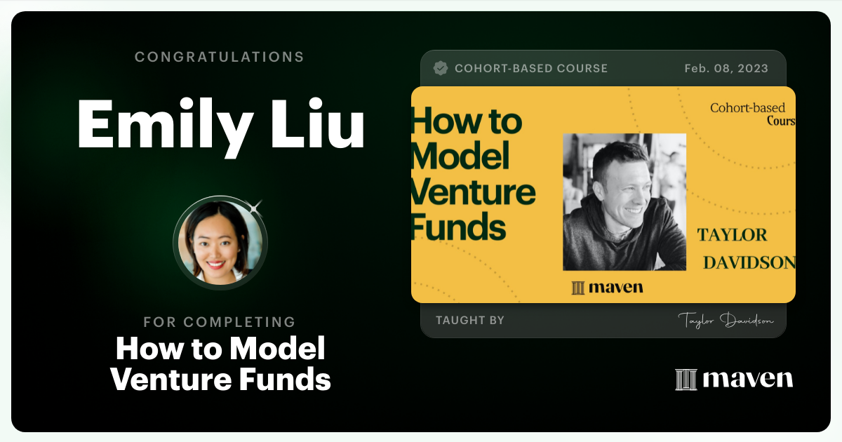 Certificate of Completion for How to Model Venture Funds