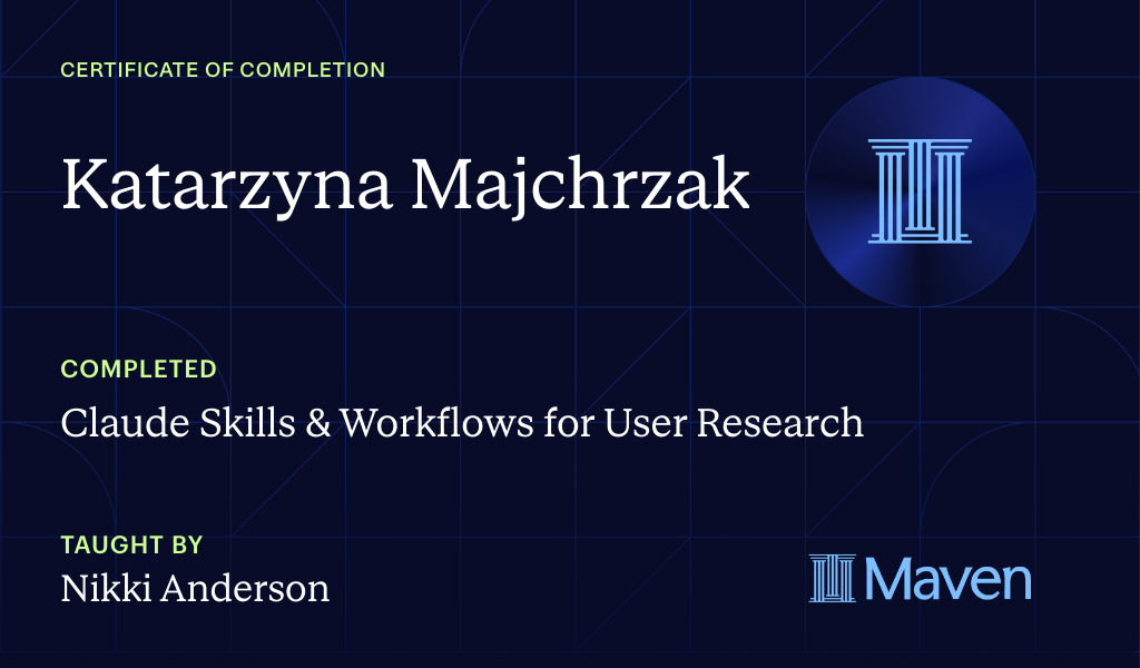Certificate for Claude Skills & Workflows for User Research