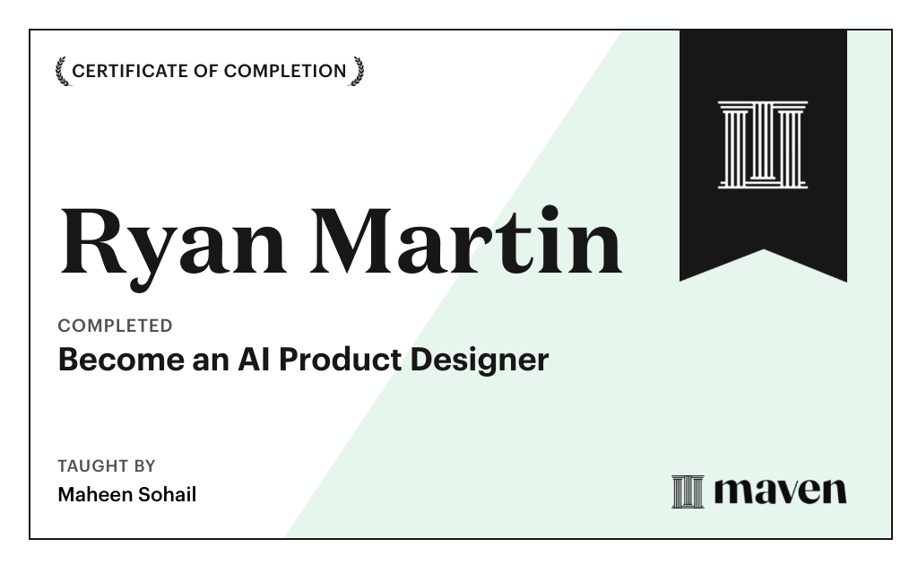 Certificate for Become an AI Product Designer