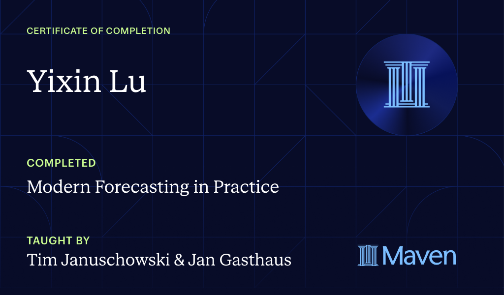Certificate for Modern Forecasting in Practice
