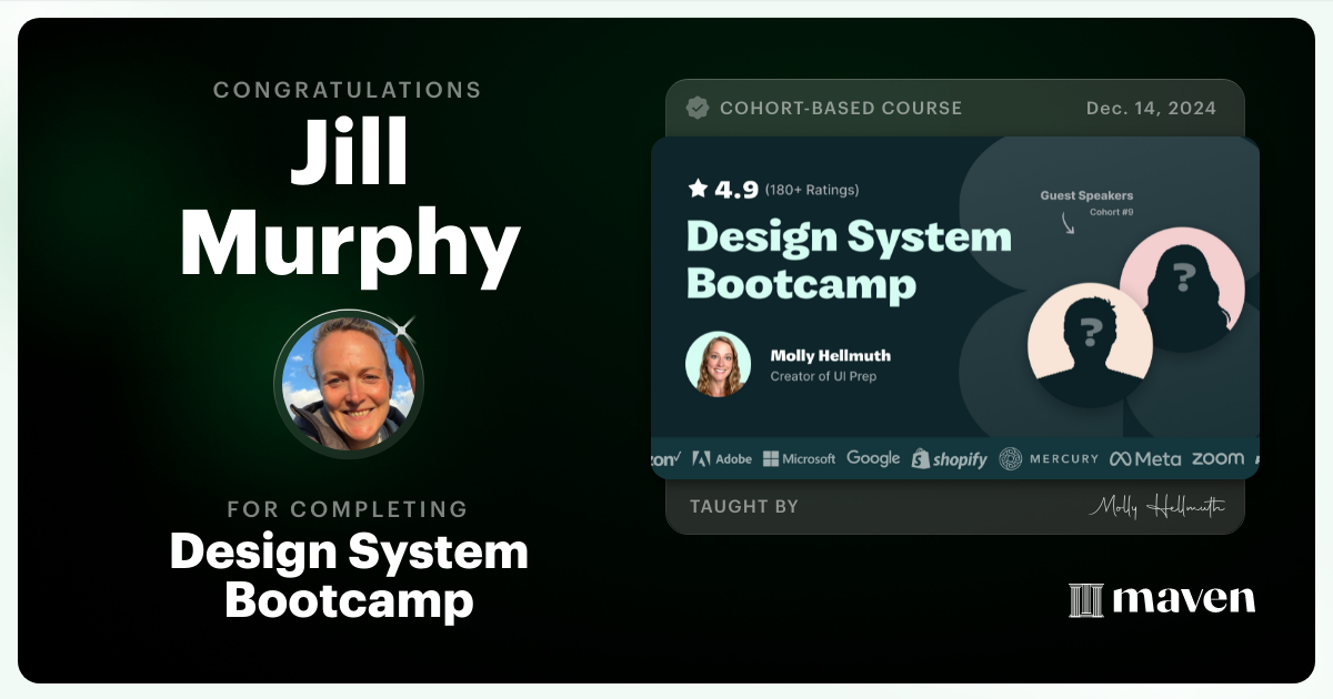 Certificate of Completion for Design System Bootcamp