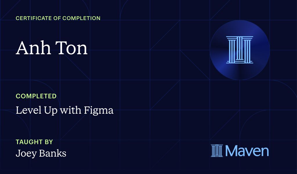 Certificate for Level Up with Figma