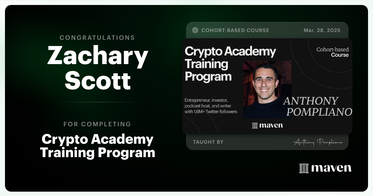 Certificate of Completion for Crypto Academy Training Program