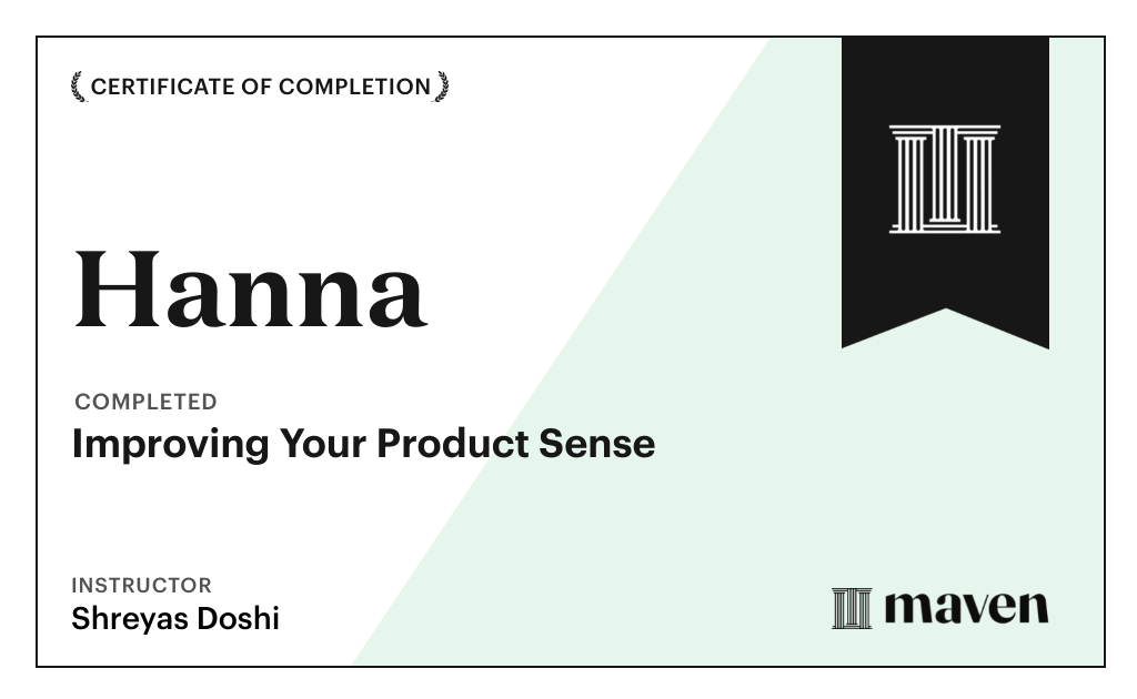 Certificate for World-class Product Sense in Practice