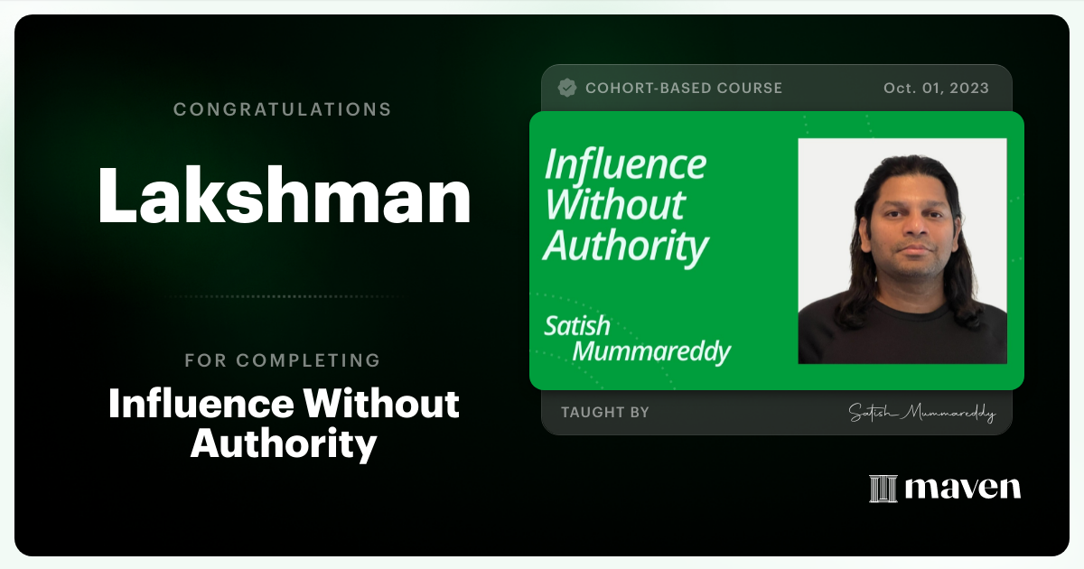 Certificate of Completion for Influence Without Authority