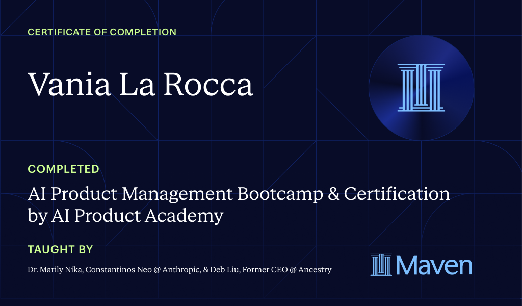 Certificate for AI Product Management Bootcamp & Certification by AI Product Academy