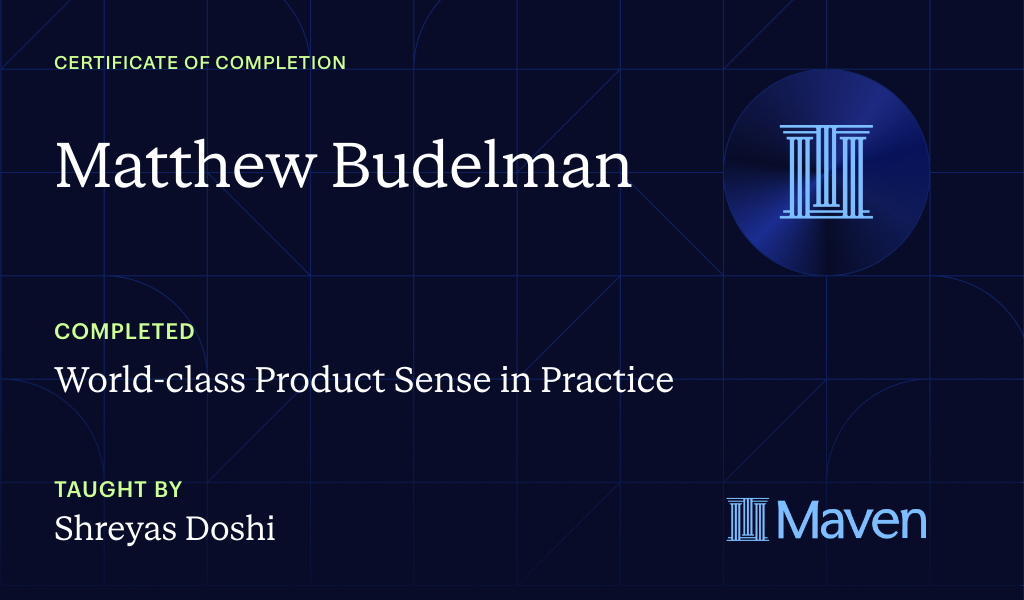 Certificate for World-class Product Sense in Practice