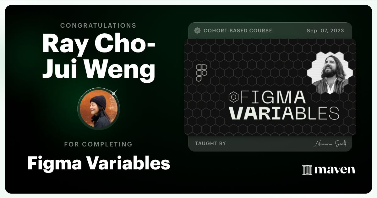 Certificate of Completion for Design Tokens with Figma Variables