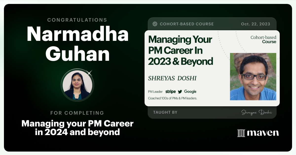 Certificate of Completion for Managing your PM Career in 2025 and beyond