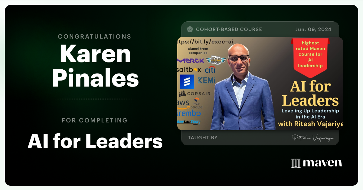 Certificate of Completion for Agentic AI for Leaders