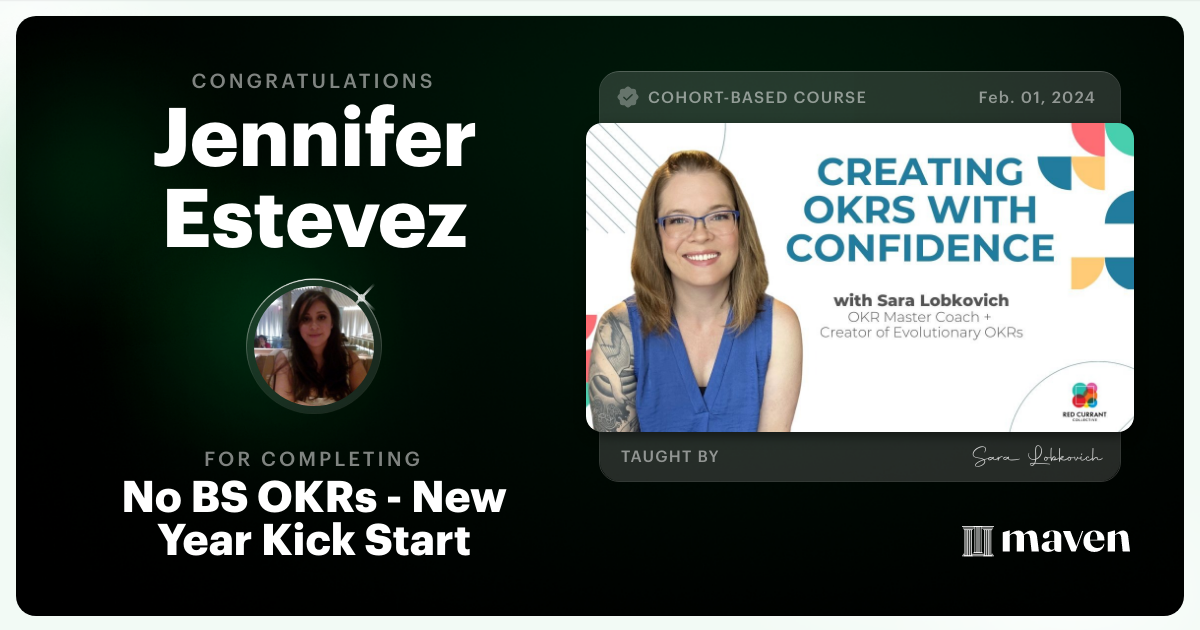 Certificate of Completion for No-BS OKRs