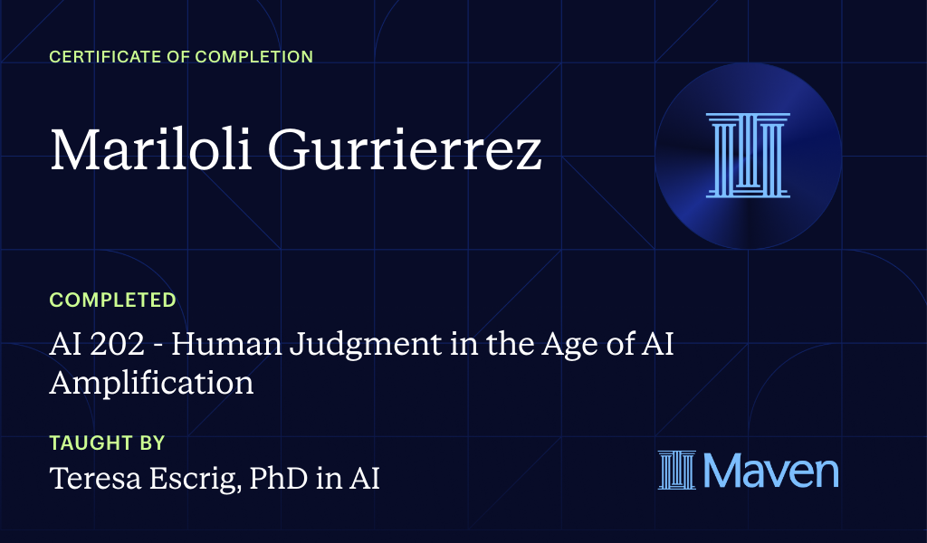 Certificate for AI 202 - Human Judgment in the Age of AI Amplification