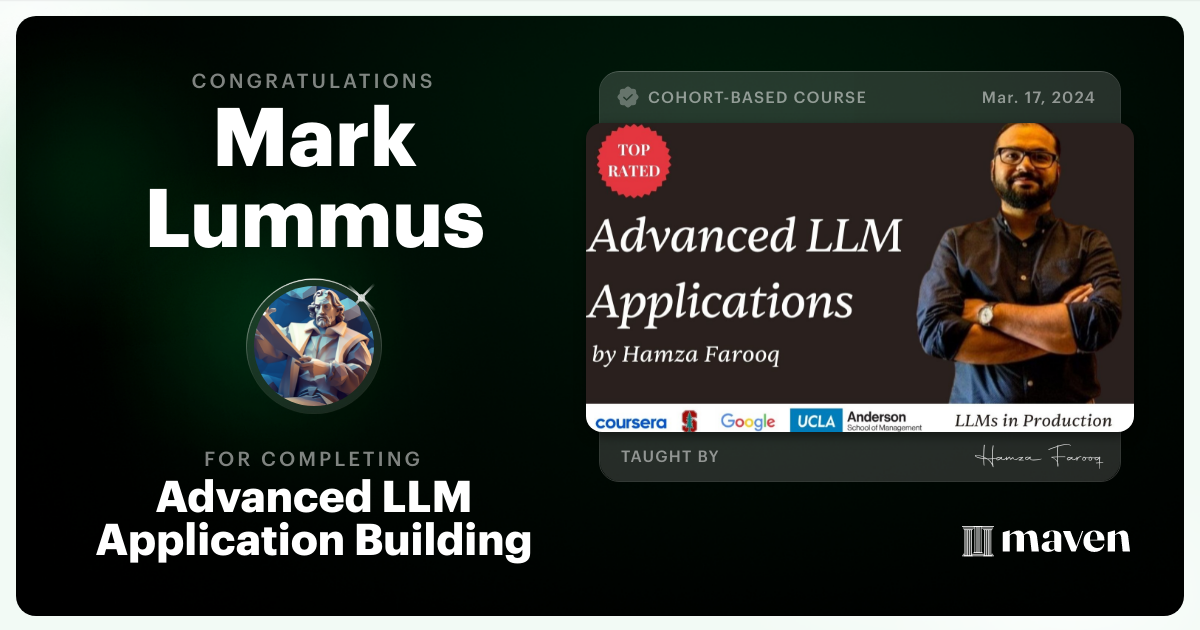 Certificate of Completion for Agent Engineering Bootcamp: Developers Edition
