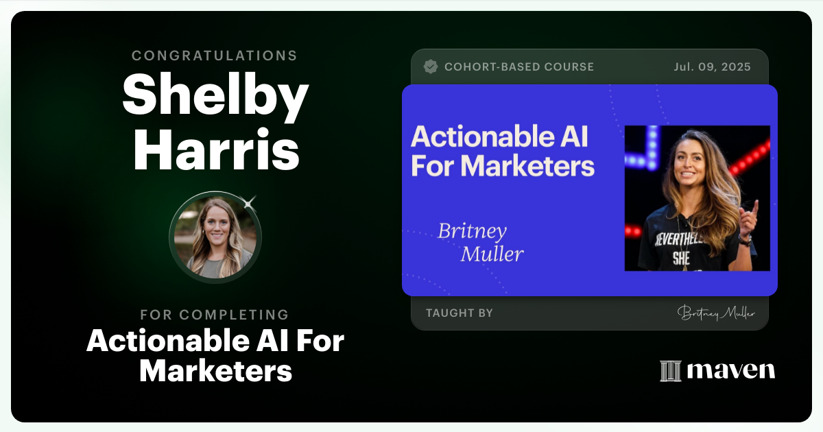 Certificate of Completion for Actionable AI For Marketers