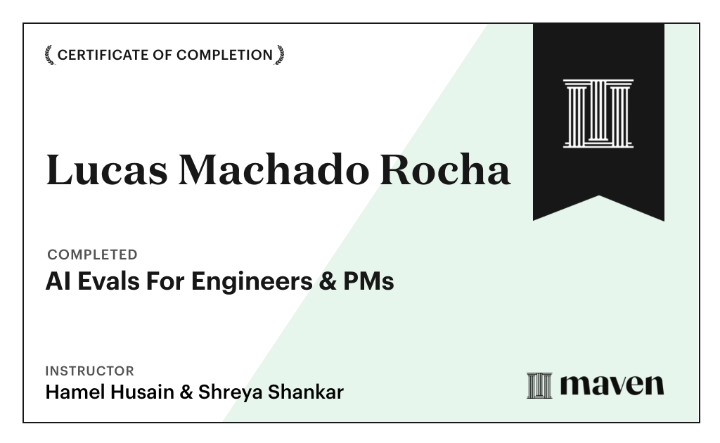 Certificate for AI Evals For Engineers & PMs