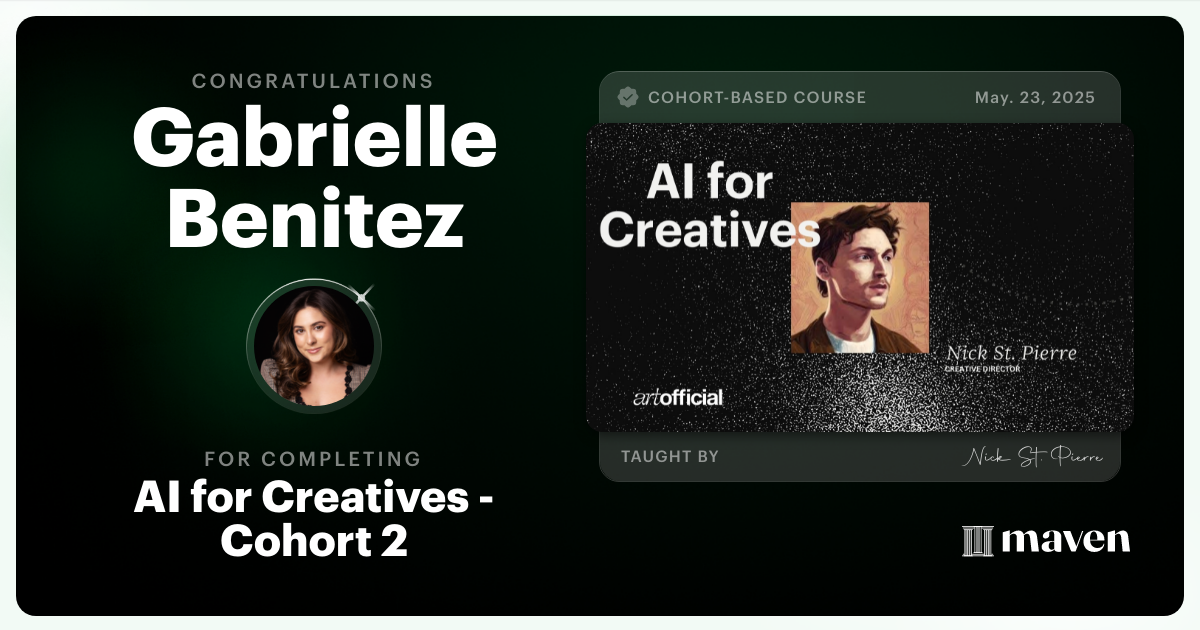 Certificate of Completion for AI for Creatives - Cohort 2