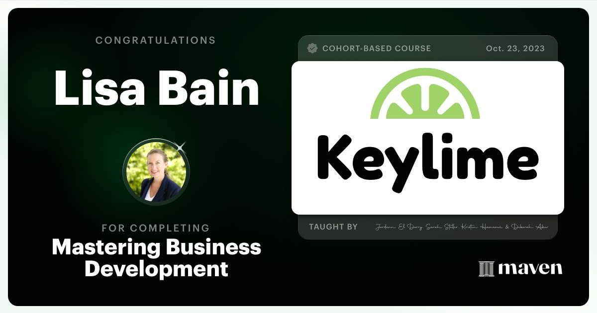 Certificate of Completion for Mastering Business Development