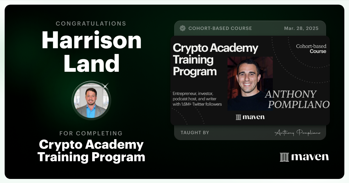 Certificate of Completion for Crypto Academy Training Program