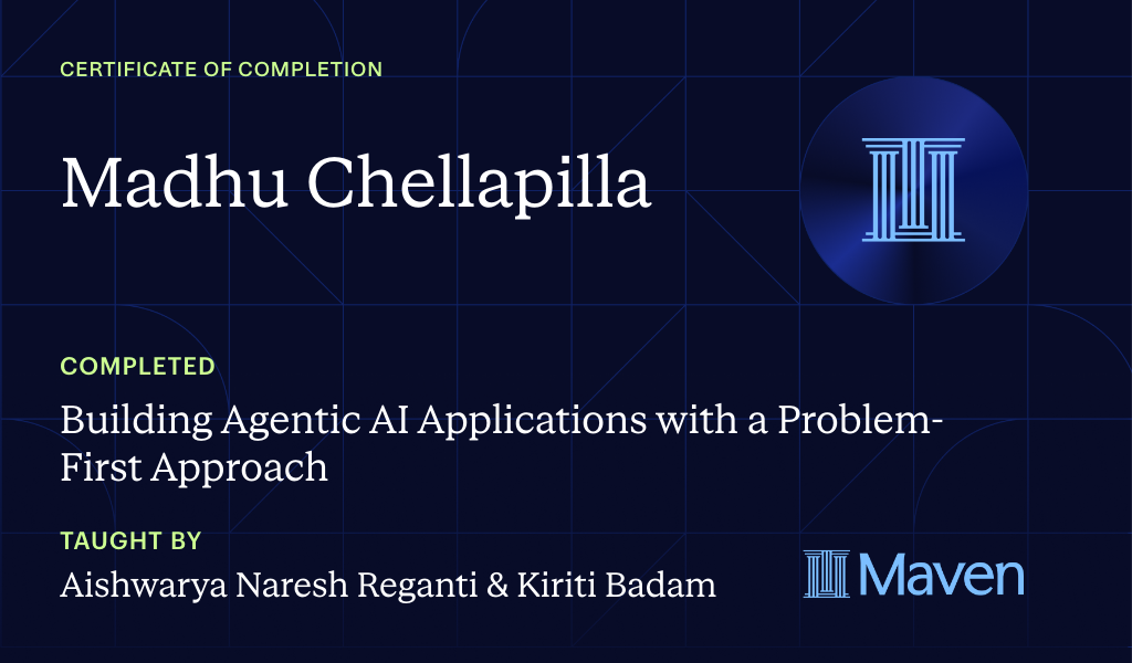 Certificate for Building Agentic AI Applications with a Problem-First Approach