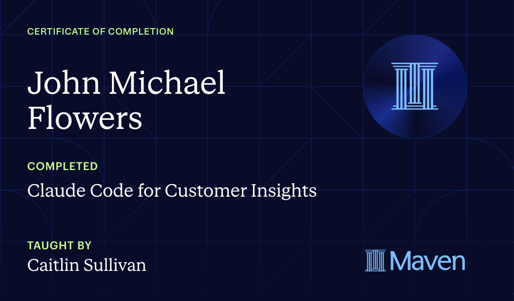 Certificate for Claude Code for Customer Insights