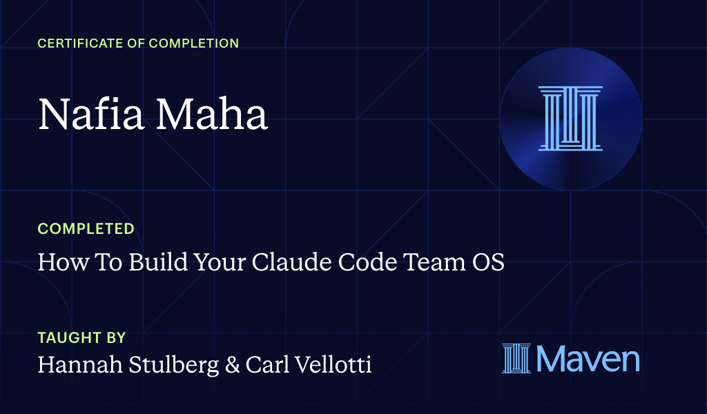 Certificate for How To Build Your Claude Code Team OS
