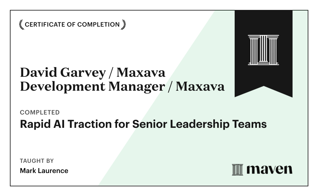 Certificate for Rapid AI Traction for Senior Leadership Teams