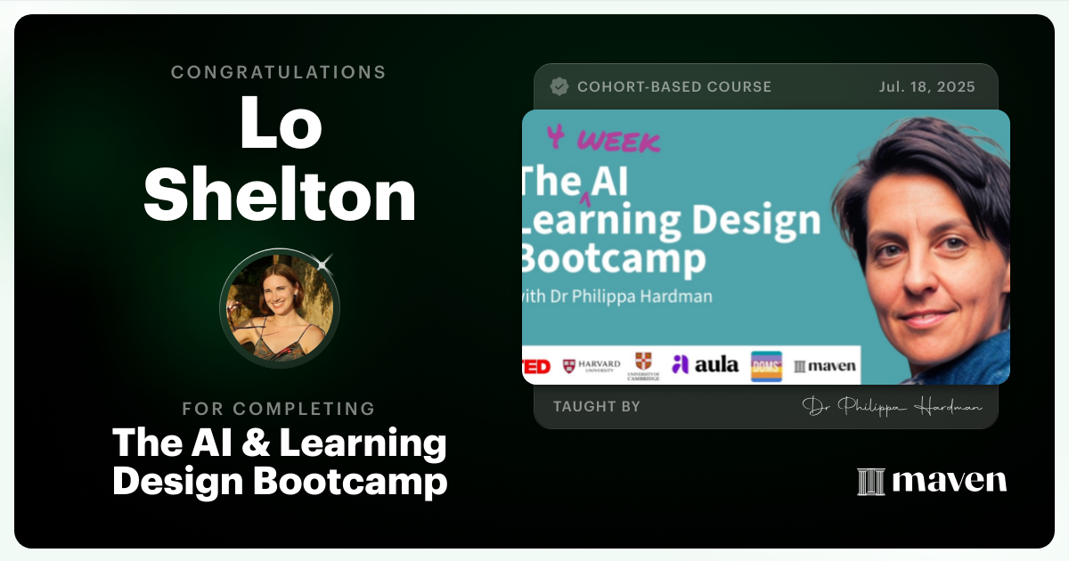 Certificate of Completion for The AI Bootcamp for L&D