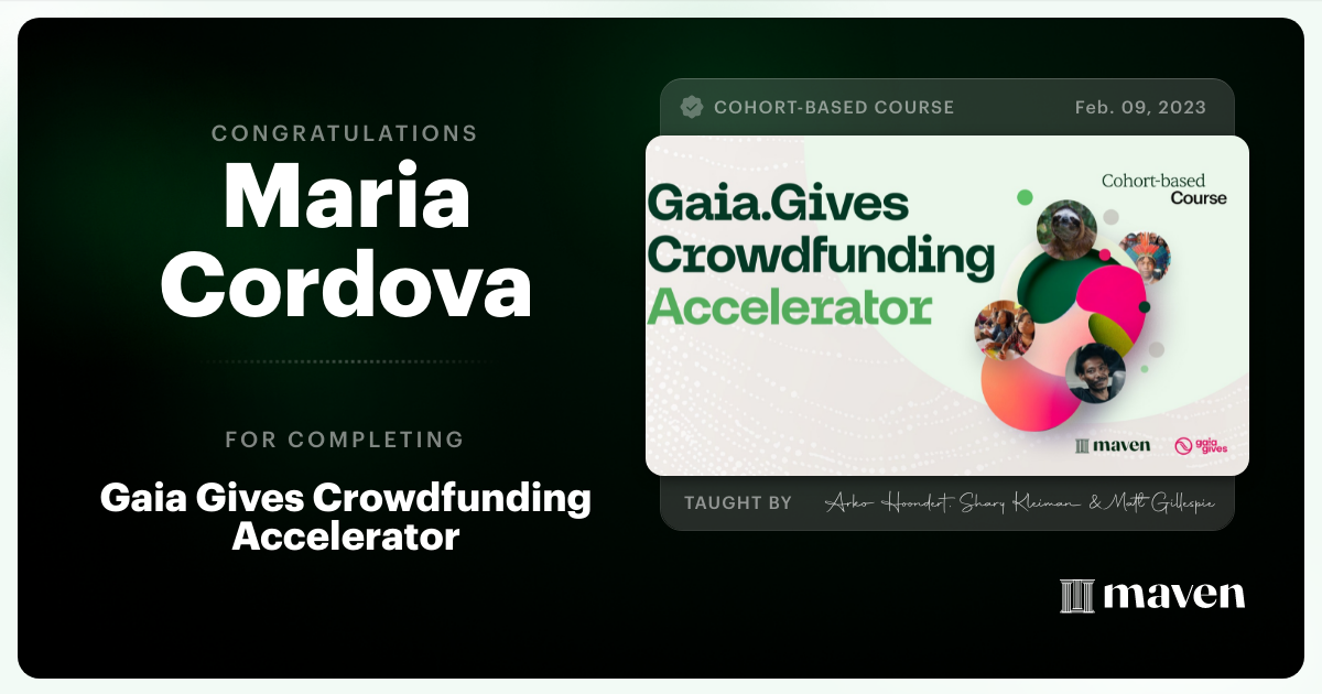 Certificate of Completion for Crowdfunding Accelerator