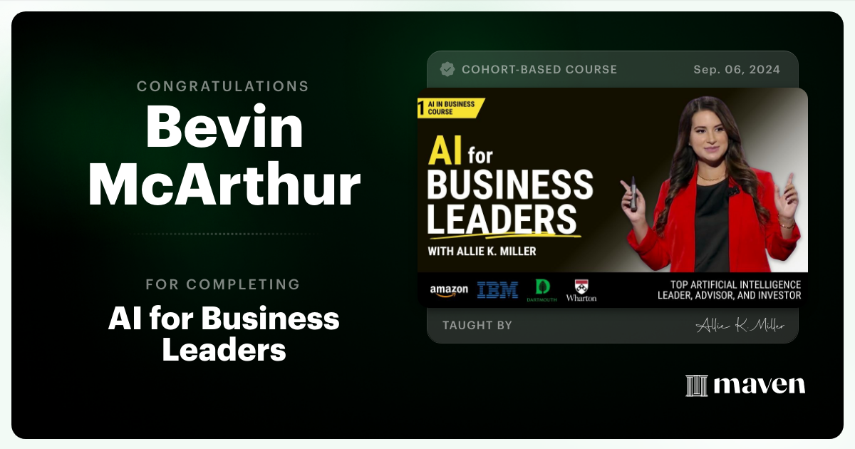 Certificate of Completion for AI for Business Leaders