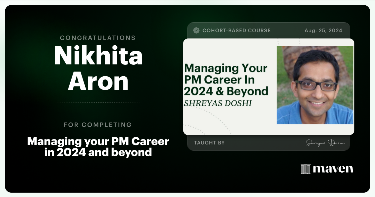 Certificate of Completion for Managing your PM Career in 2025 and beyond