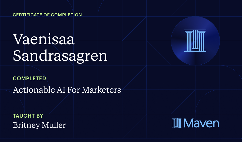 Certificate for Actionable AI For Marketers