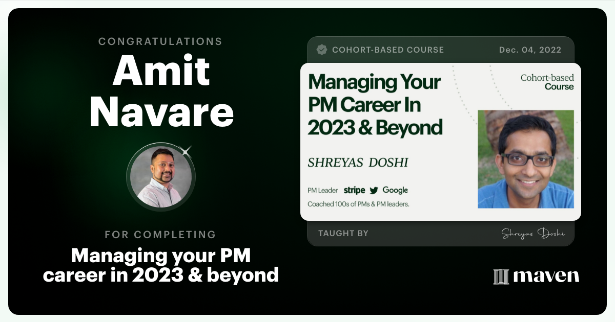 Certificate of Completion for Managing your PM Career in 2025 and beyond