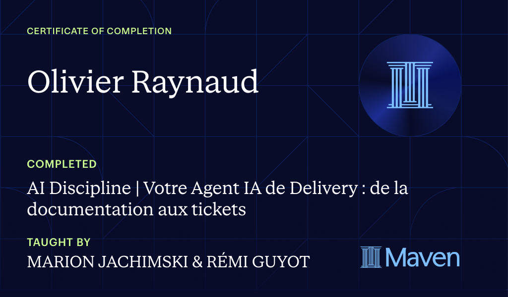 Certificate for AI Discipline | Votre Agent IA de Delivery : de la documentation aux tickets